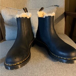 Dr. Martens Black Ankle Boots with Cream Lining